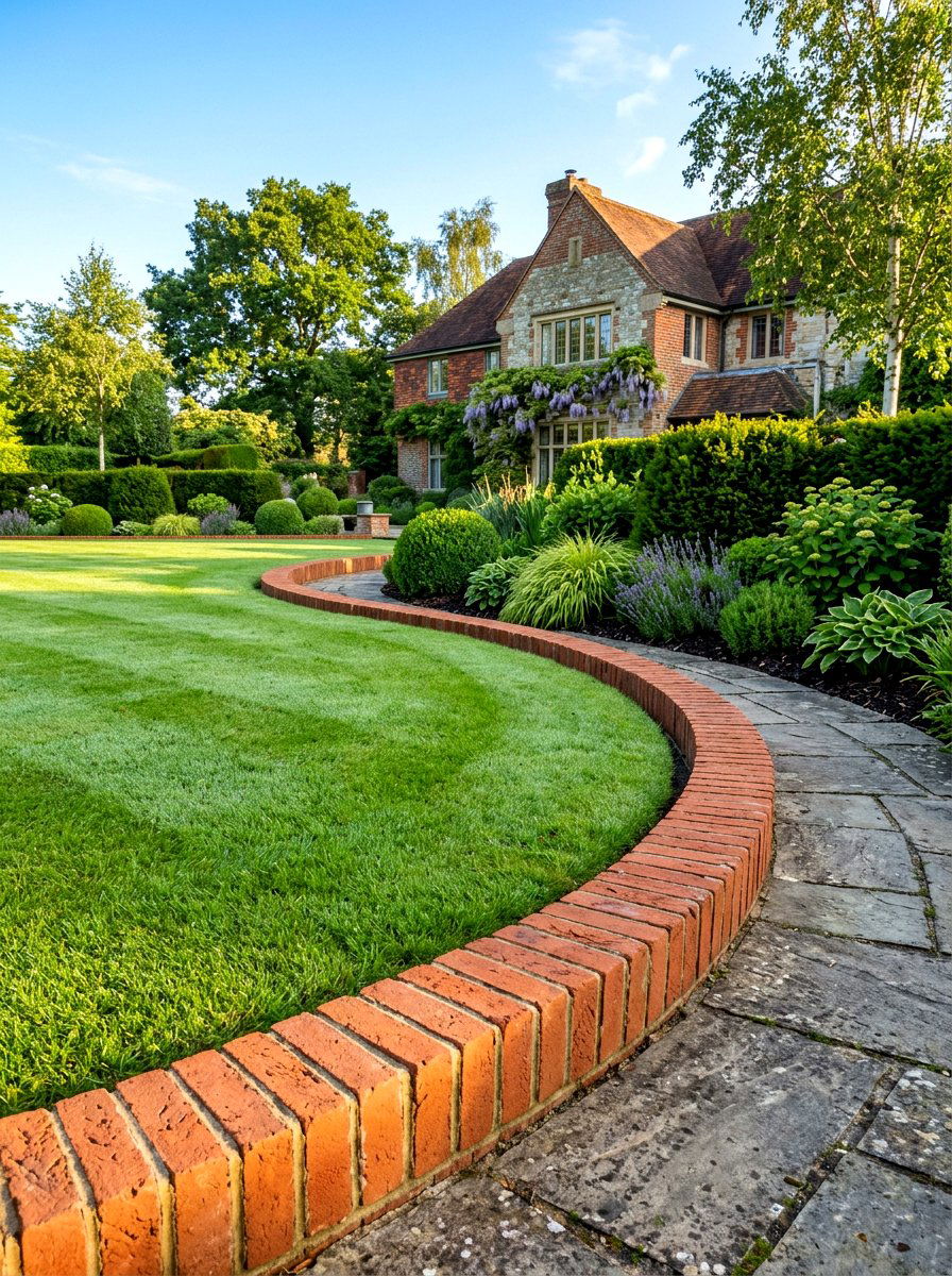 Soldier Course Lawn Edging - 30 brick border front yard ideas