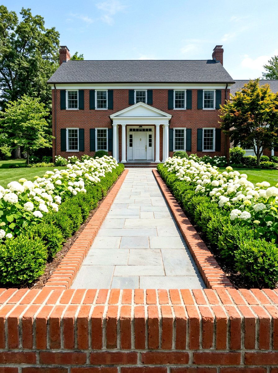 Soldier course brick border - 30 paver garden border ideas