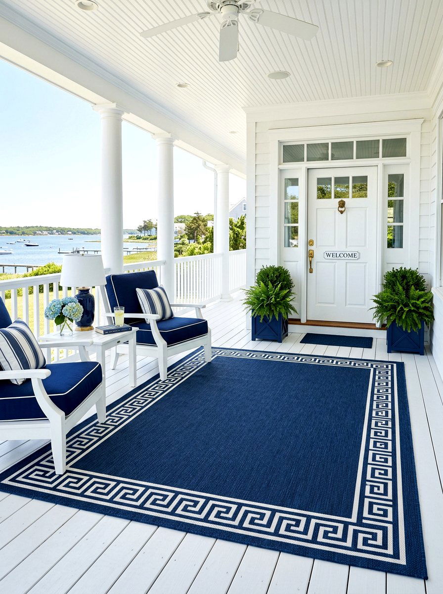 Solid Navy Porch Rug - 30 front porch rug ideas