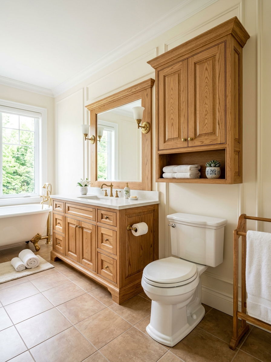 Solid Oak Bathroom Cabinet - 30 over toilet cabinet ideas