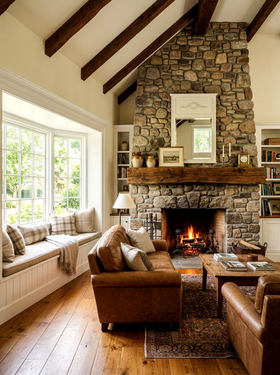 Solid Oak Mantel - 30 wood mantel beam ideas