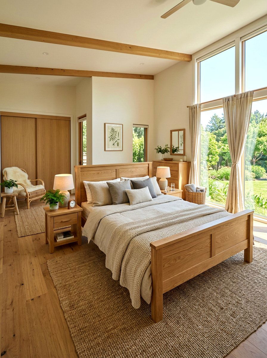 Solid Wood Bed Frame - 30 invisible wellness home ideas