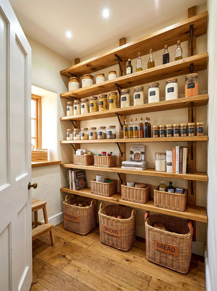 Solid Wood Pantry Shelving - 30 pantry shelving layout ideas