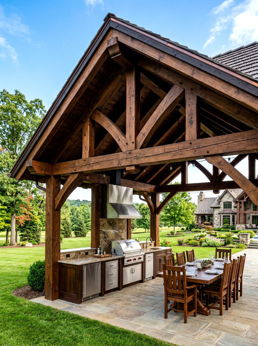 Solid Wood Pavilion - 30 attached patio cover ideas