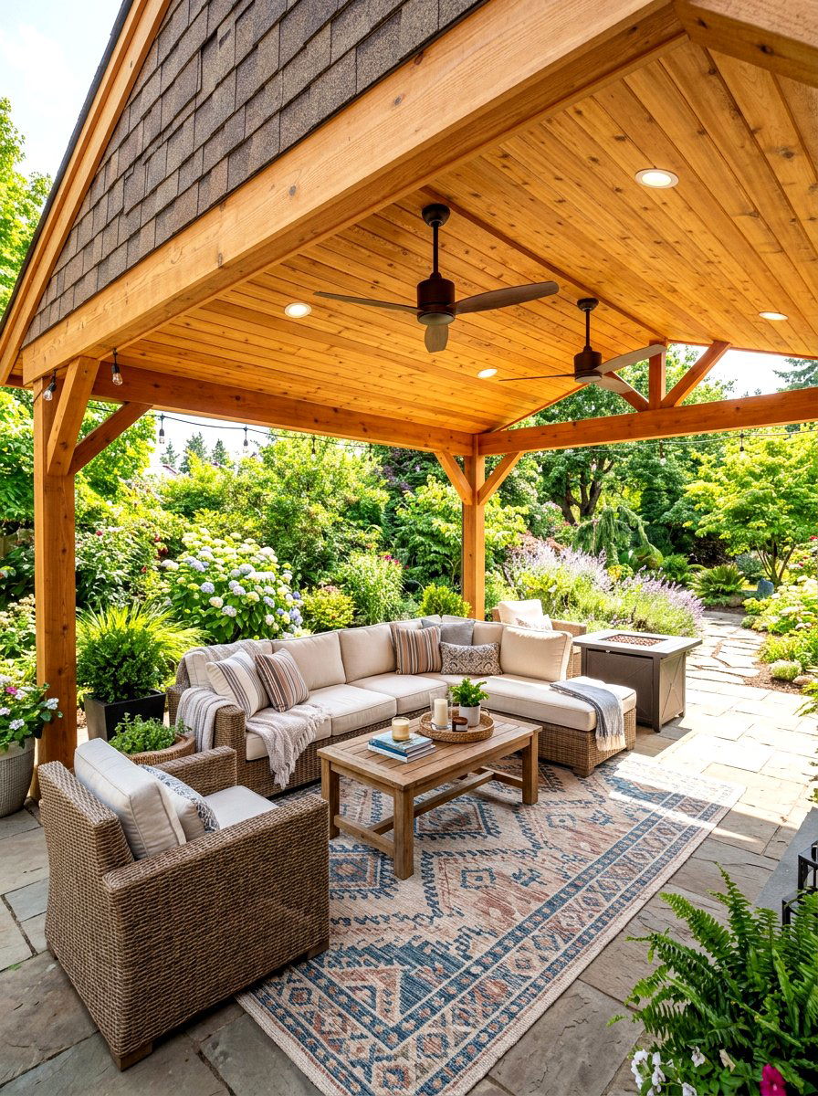 Solid Wood Plank Roof - 30 wood patio cover ideas