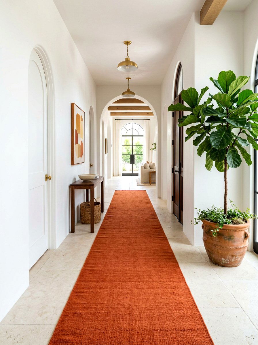 Solid color runner - 30 narrow hallway runner ideas