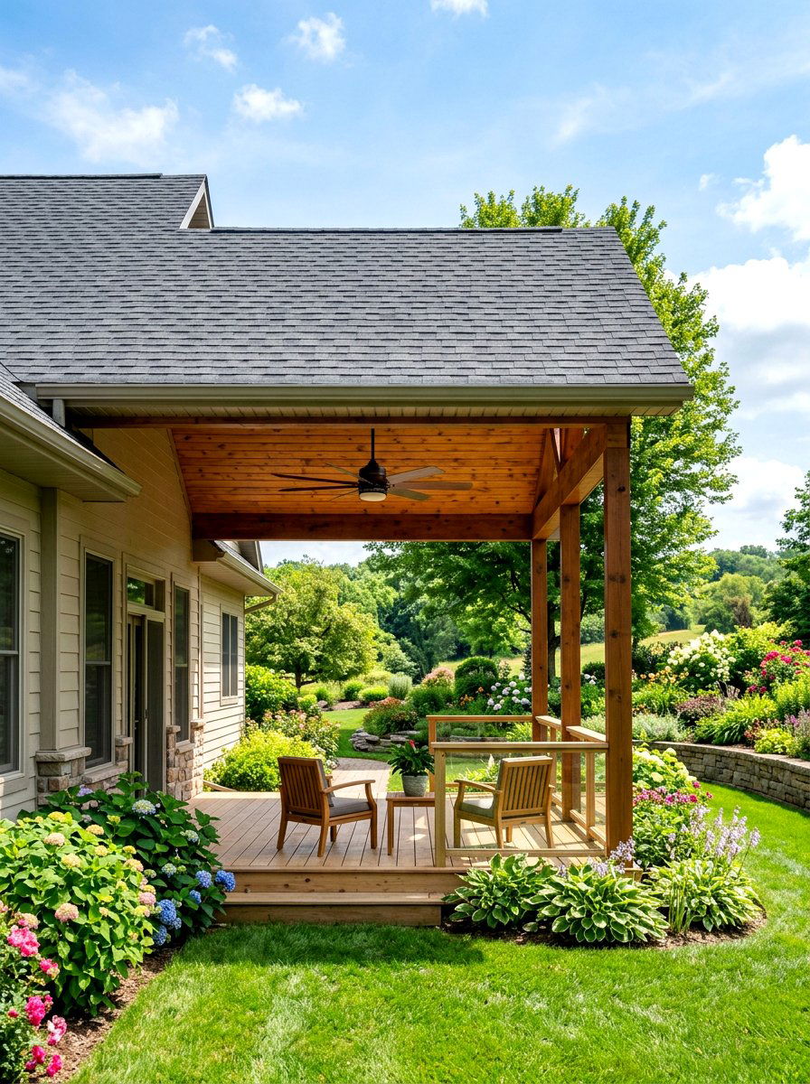 Solid deck roof extension - 30 deck shade ideas