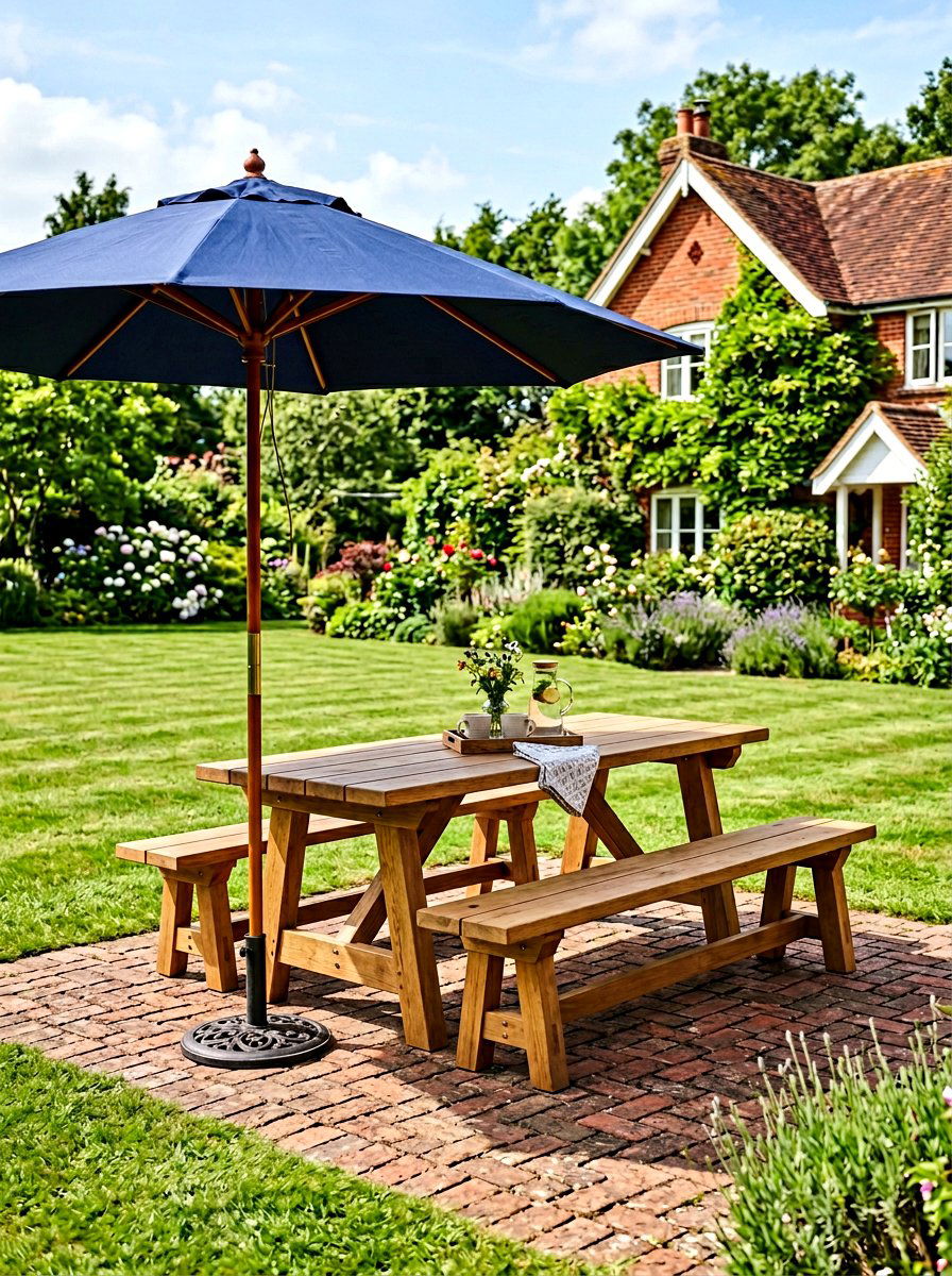 Solid oak picnic table - 30 wooden patio furniture ideas