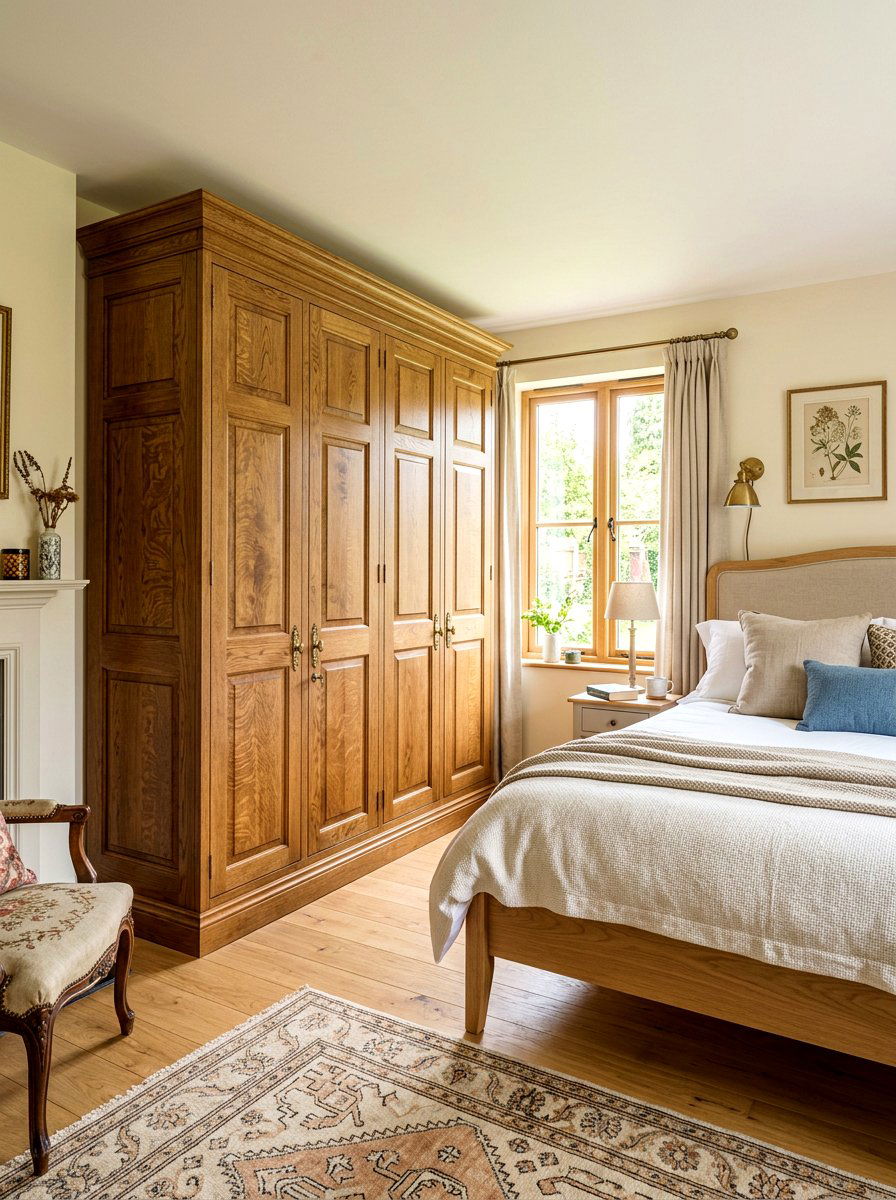 Solid oak wardrobe - 30 English country bedroom ideas