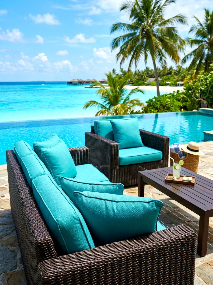 Solid turquoise teal outdoor pillow - 30 outdoor throw pillow ideas