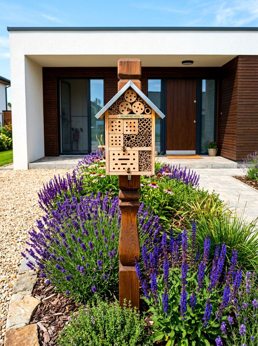 Solitary Bee Hotel - 30 pollinator front yard ideas