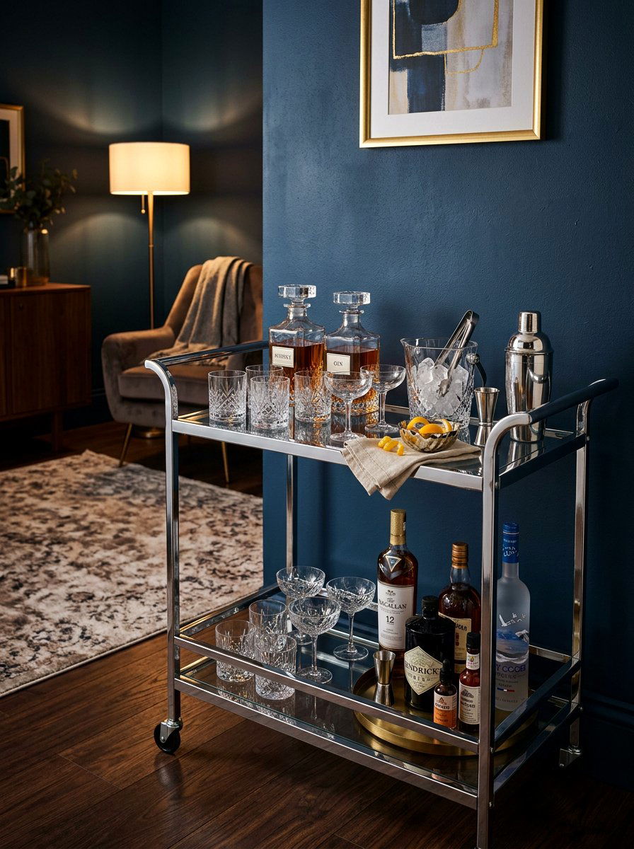 Sophisticated Bar Chrome Cart - 30 chrome accent furniture ideas