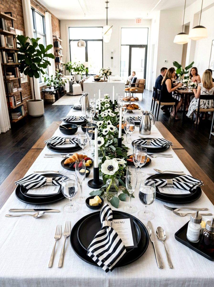 Sophisticated Black And White Brunch - 30 brunch tablescape ideas