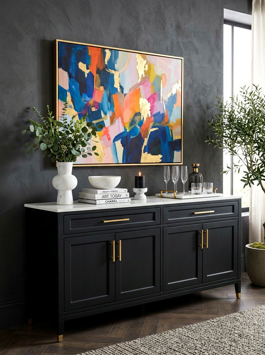 Sophisticated Black Buffet - 30 buffet table decor ideas