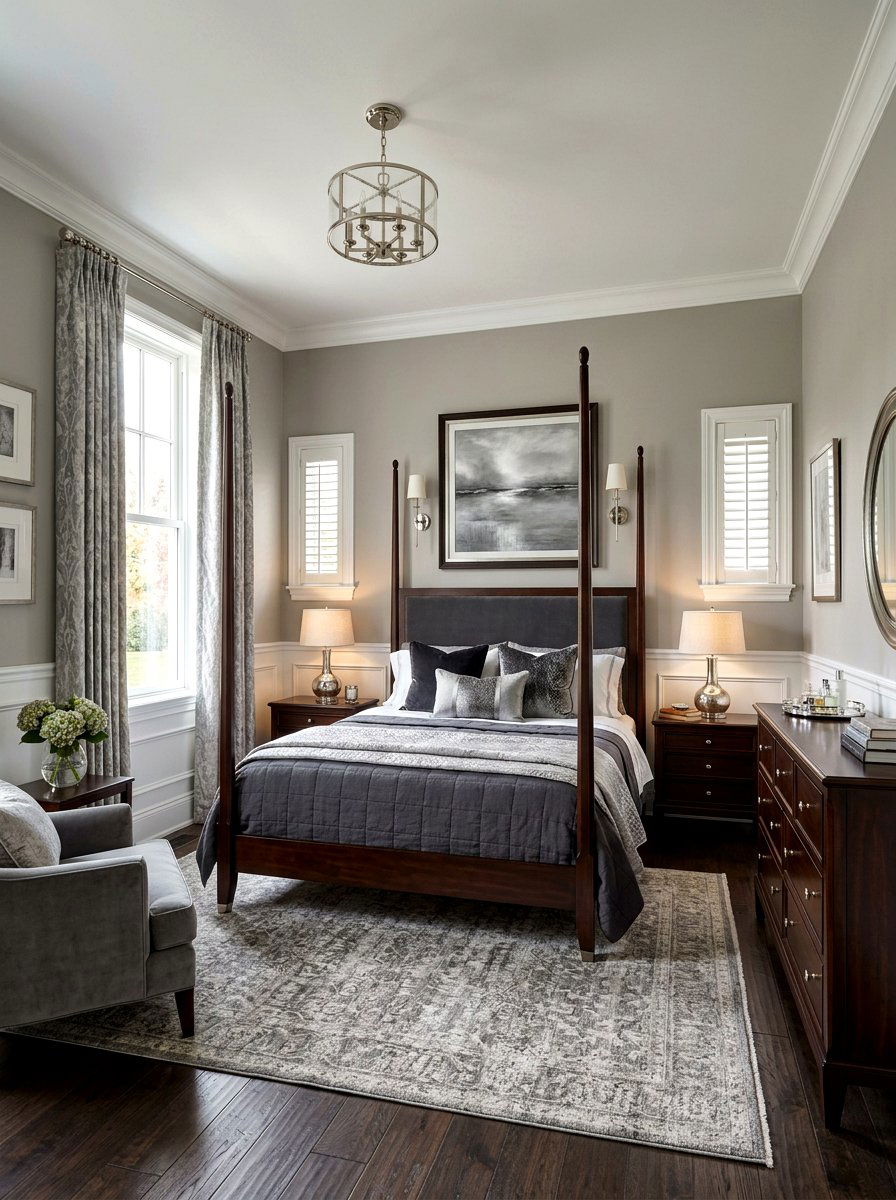 Sophisticated Grey Traditional Bedroom - 30 old money bedroom ideas