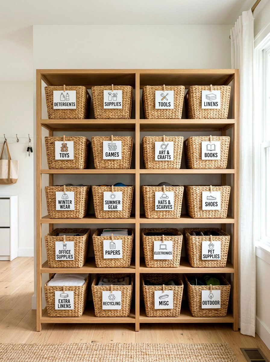 Sorting And Categorizing Basket Shelving - 30 Montessori playroom ideas