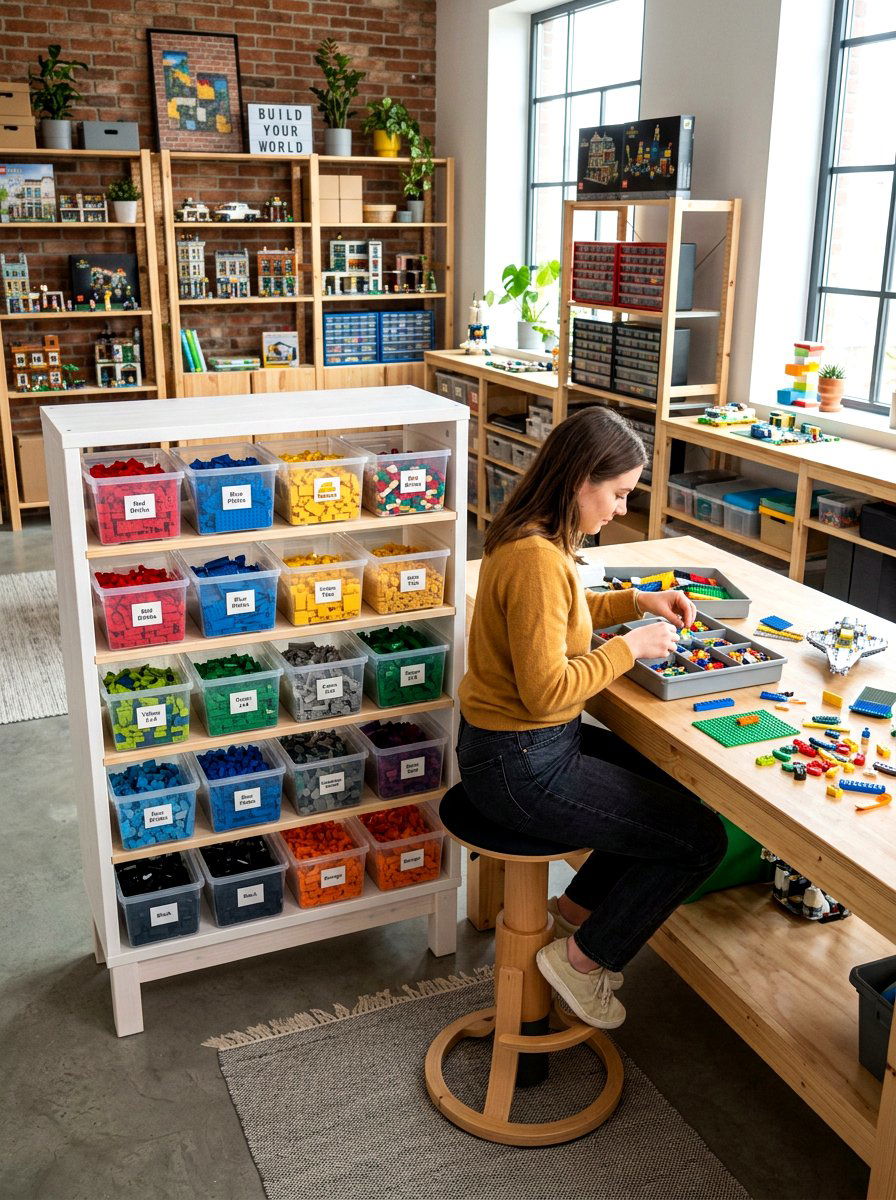 Sorting bin lego building station - 30 lego table ideas