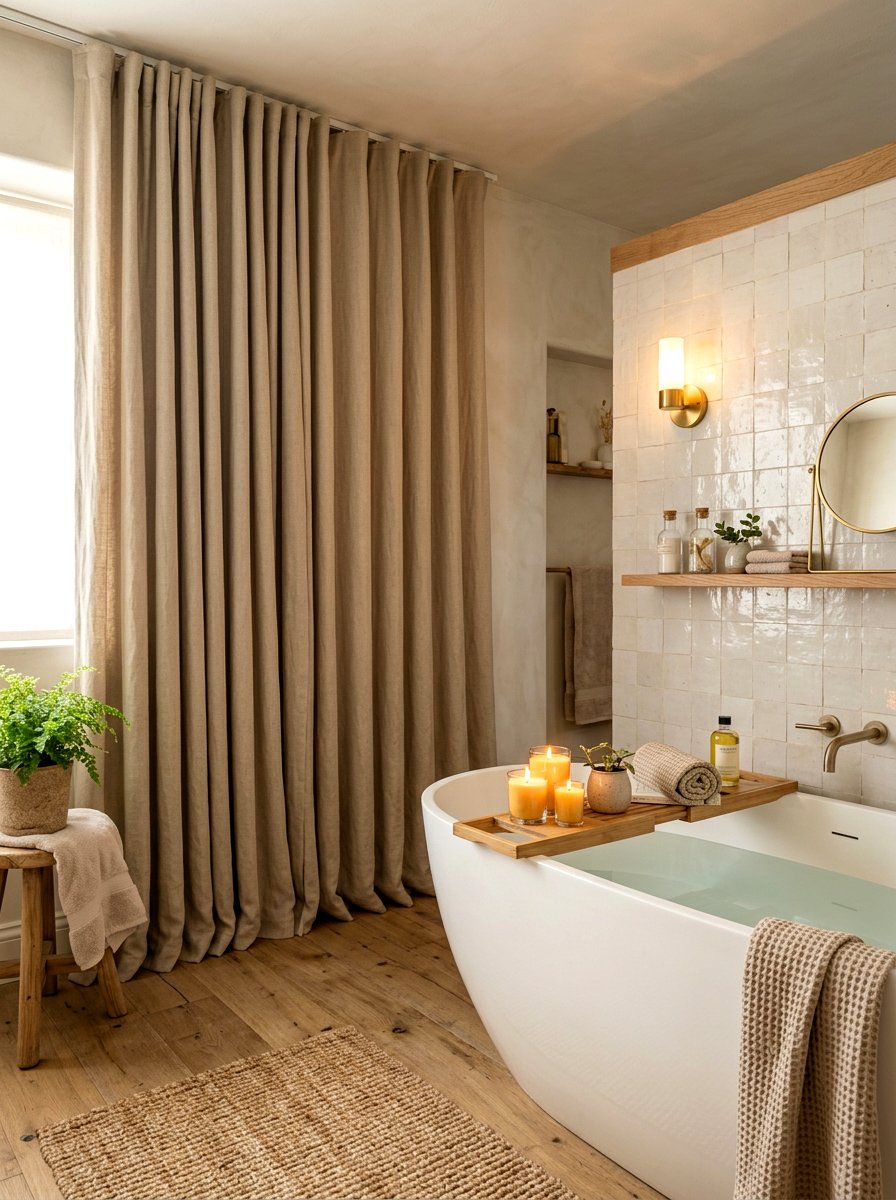 Sound Absorbing Curtain - 30 sound bath bathroom ideas