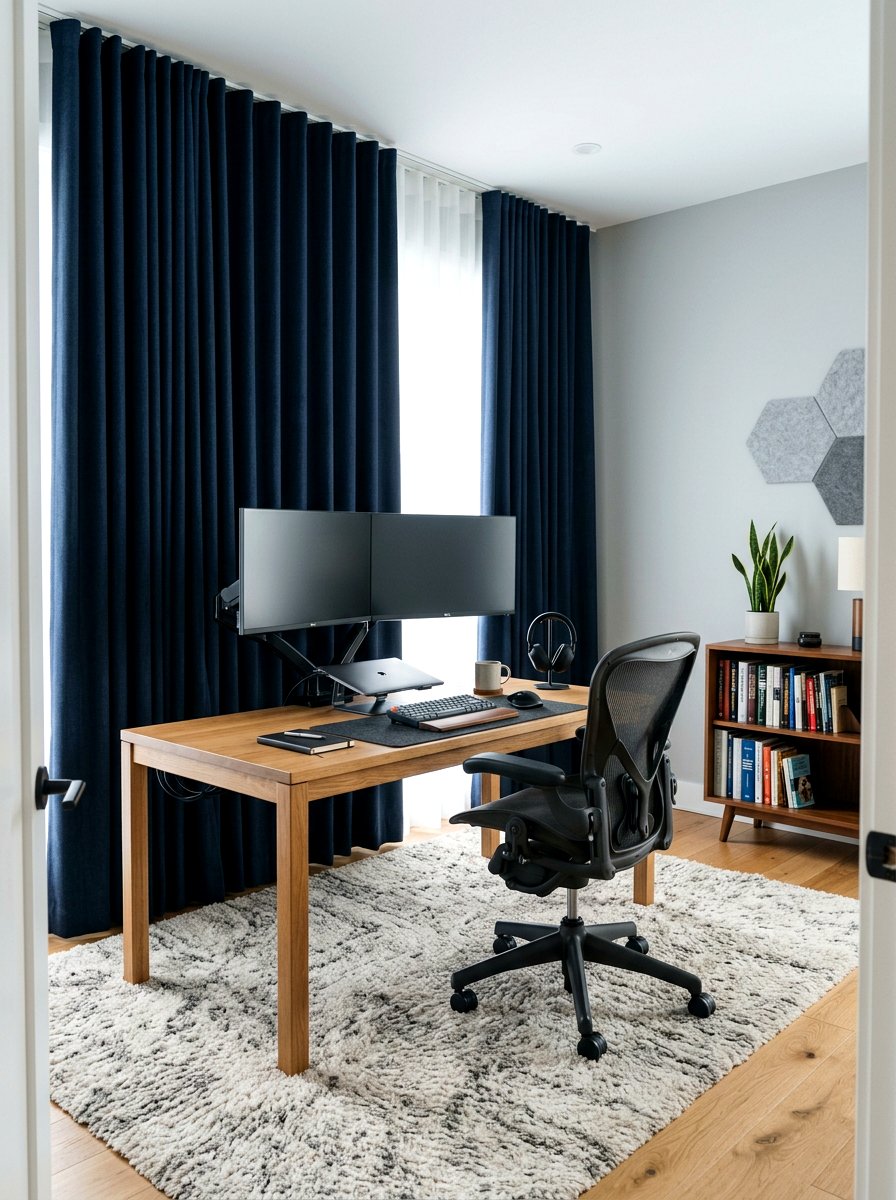 Sound Dampening Curtain - 30 quiet work room ideas