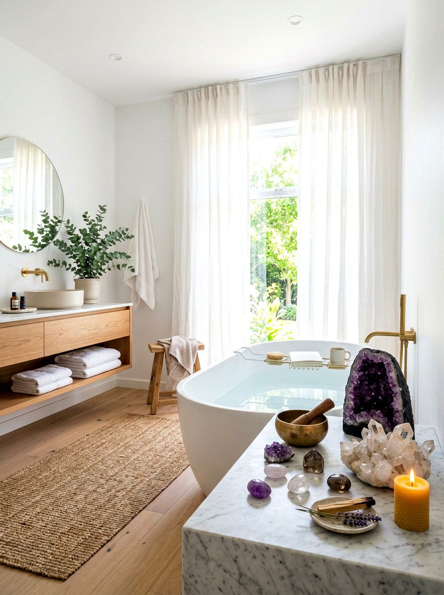 Sound Healing Crystals - 30 sound bath bathroom ideas