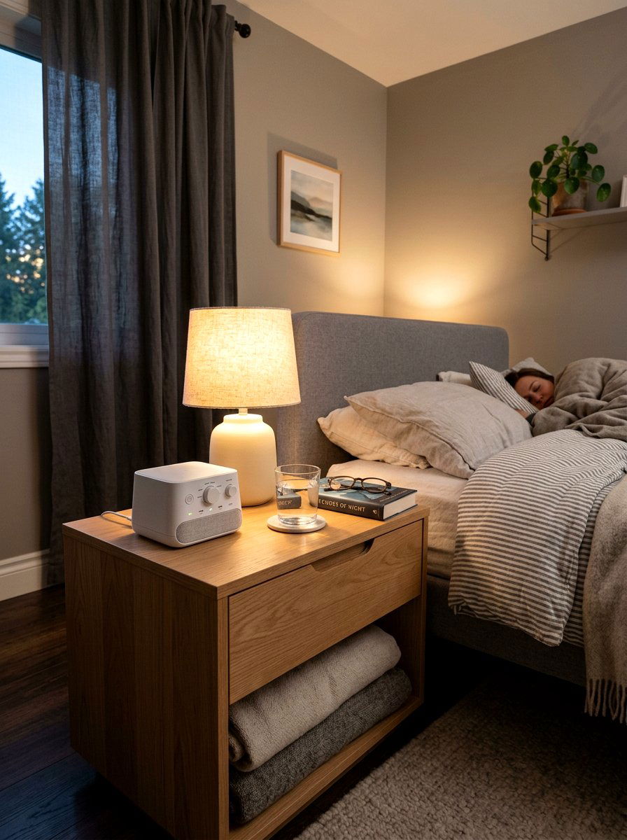 Sound machine for white noise - 30 calm sensory bedroom decor ideas