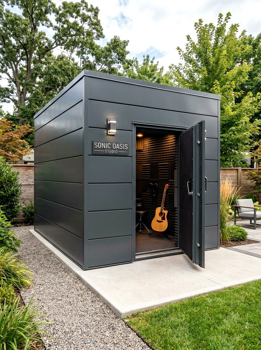 Soundproof Music Studio - 30 garden studio backyard ideas