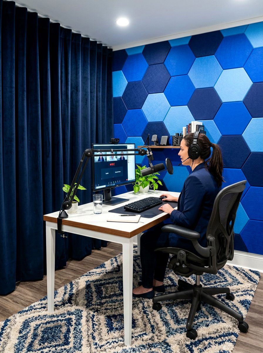 Soundproof Work Zone - 30 basement office nook ideas