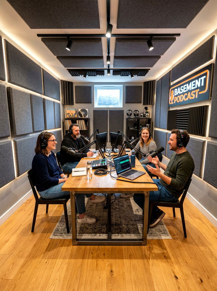 Soundproof basement studio - 30 podcast room ideas