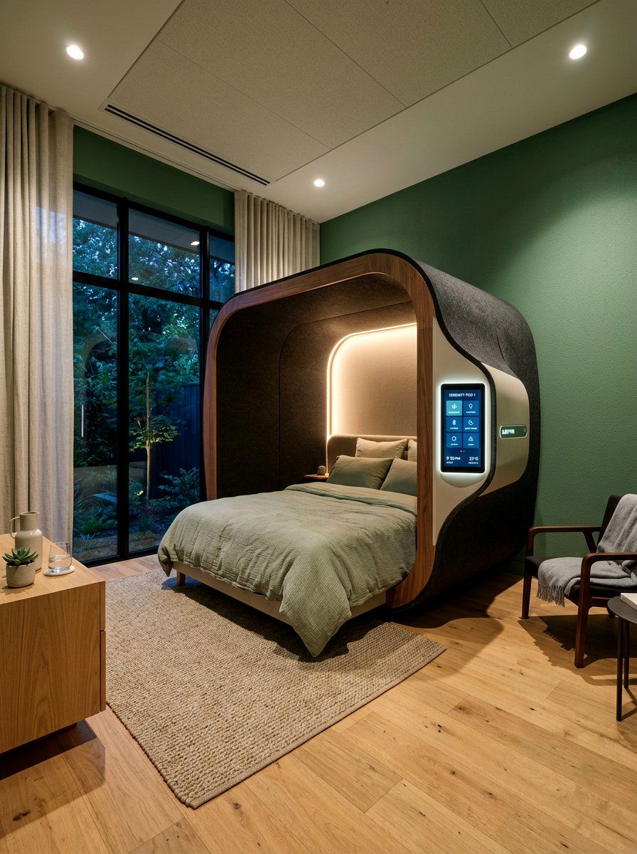 Soundproof luxury sleep pod room - 30 futuristic glam bedroom ideas