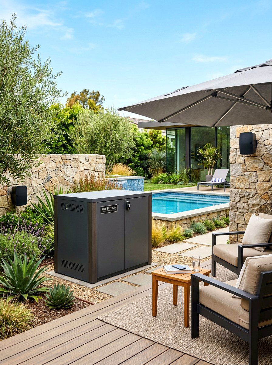 Soundproof pool pump box - 30 pool equipment enclosure ideas