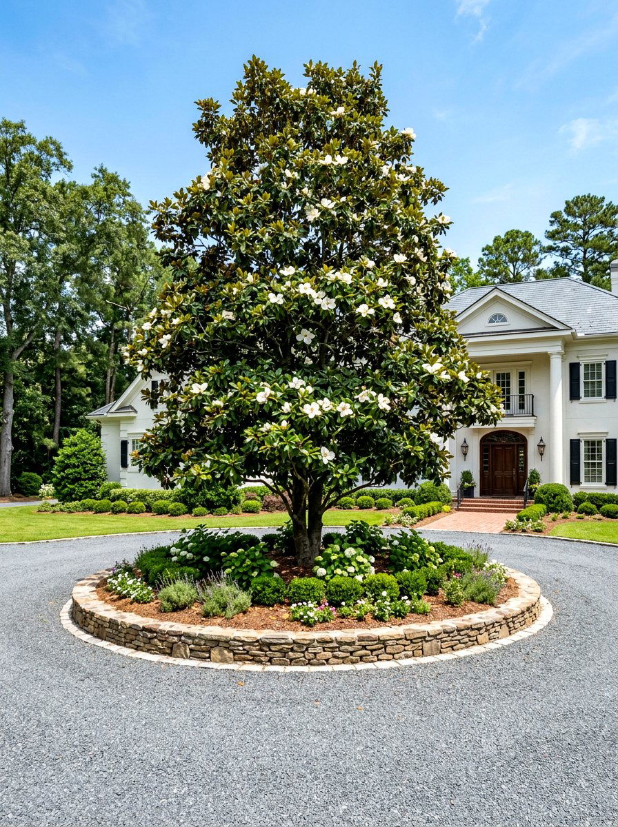 Southern Magnolia Circular Drive - 30 magnolia front yard ideas