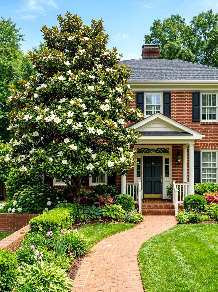 Southern Magnolia Near Front Door - 30 magnolia front yard ideas