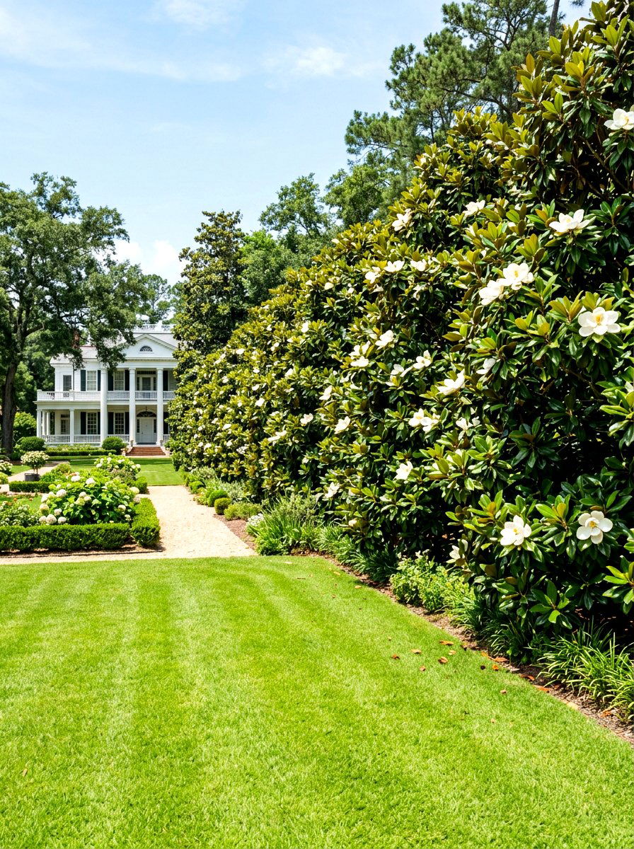 Southern Magnolia border - 30 evergreen privacy border ideas