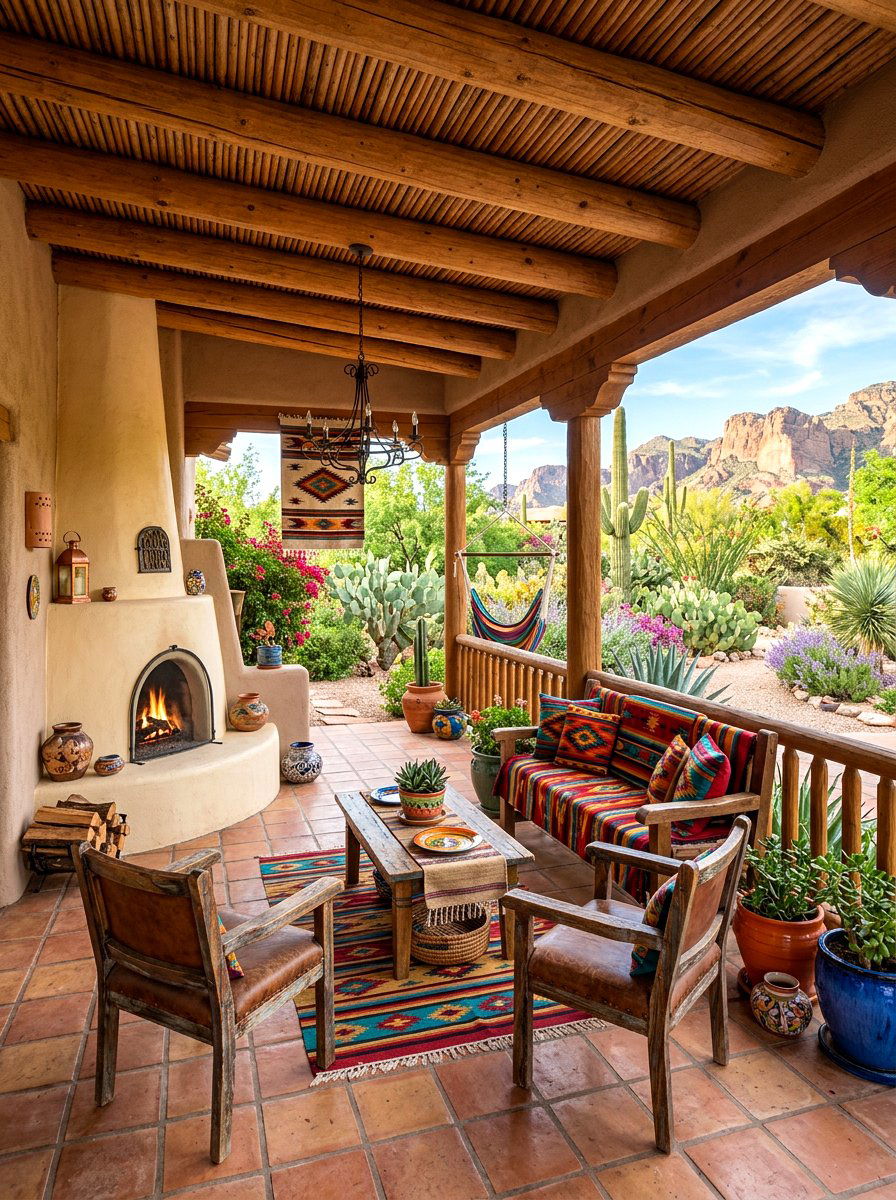 Southwest Covered Deck - 30 covered deck dining ideas