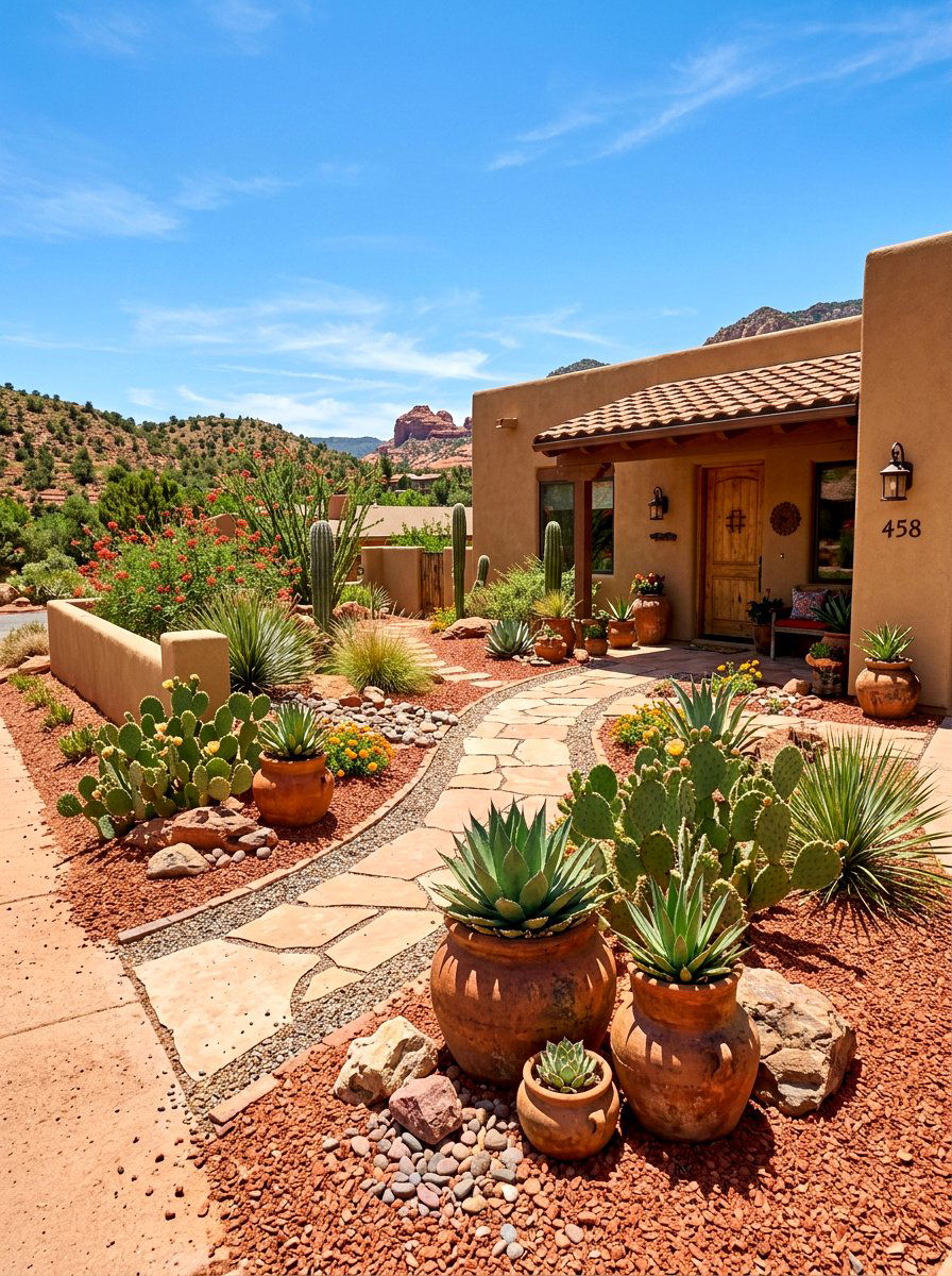 Southwestern Style Front Yard - 30 low water front yard ideas