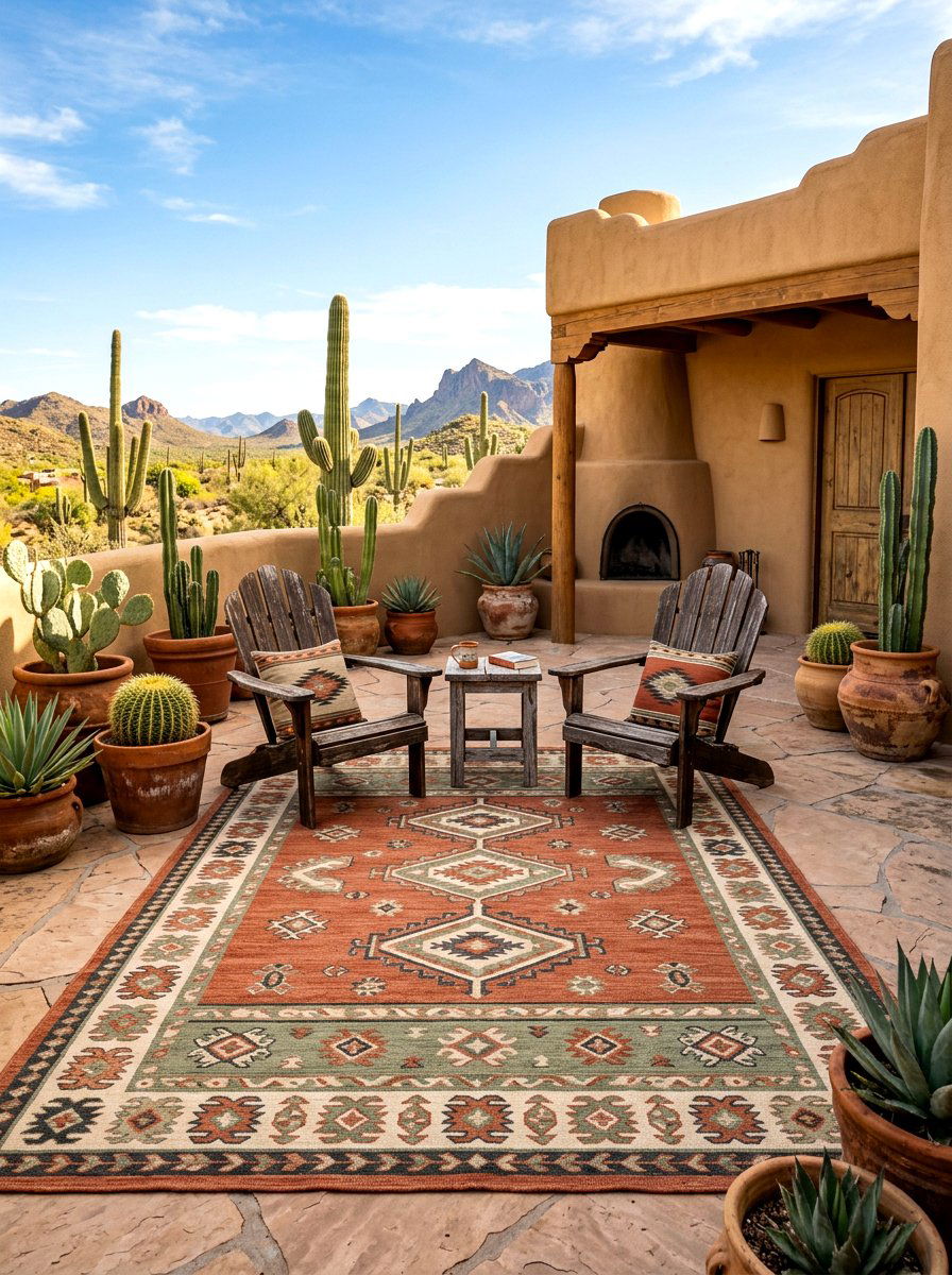 Southwestern Style Outdoor Rug - 30 front porch rug ideas