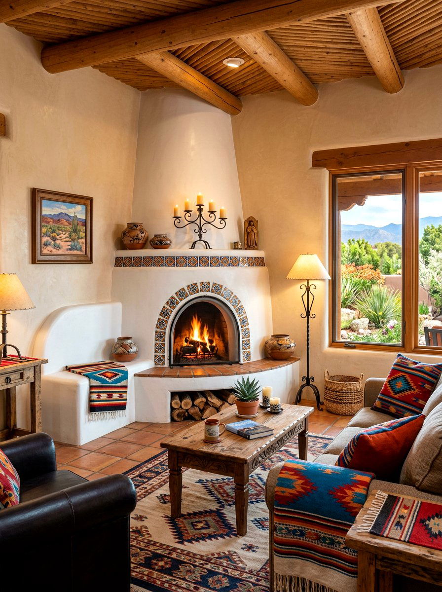 Southwestern fireplace living room - 30 southwestern living room ideas