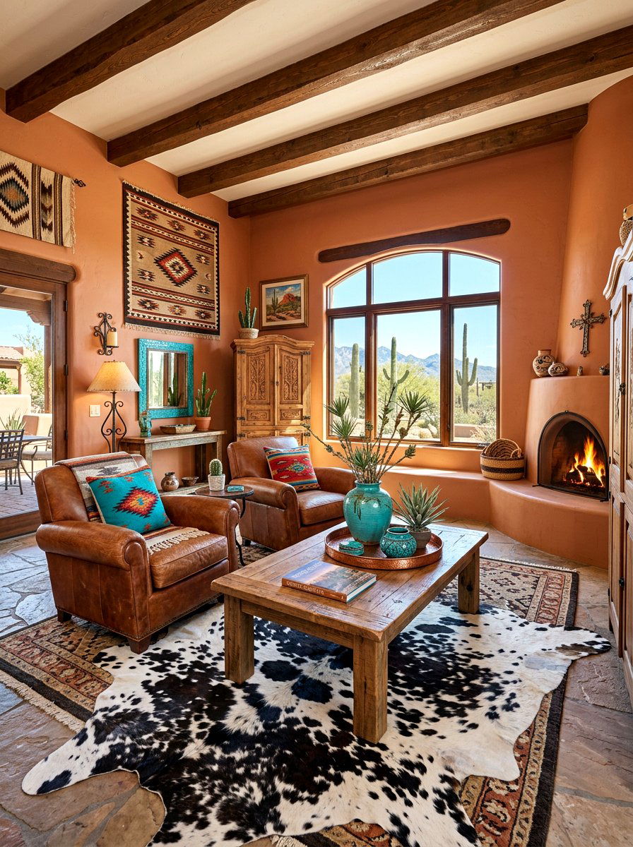 Southwestern terracotta living room - 30 terracotta living room ideas
