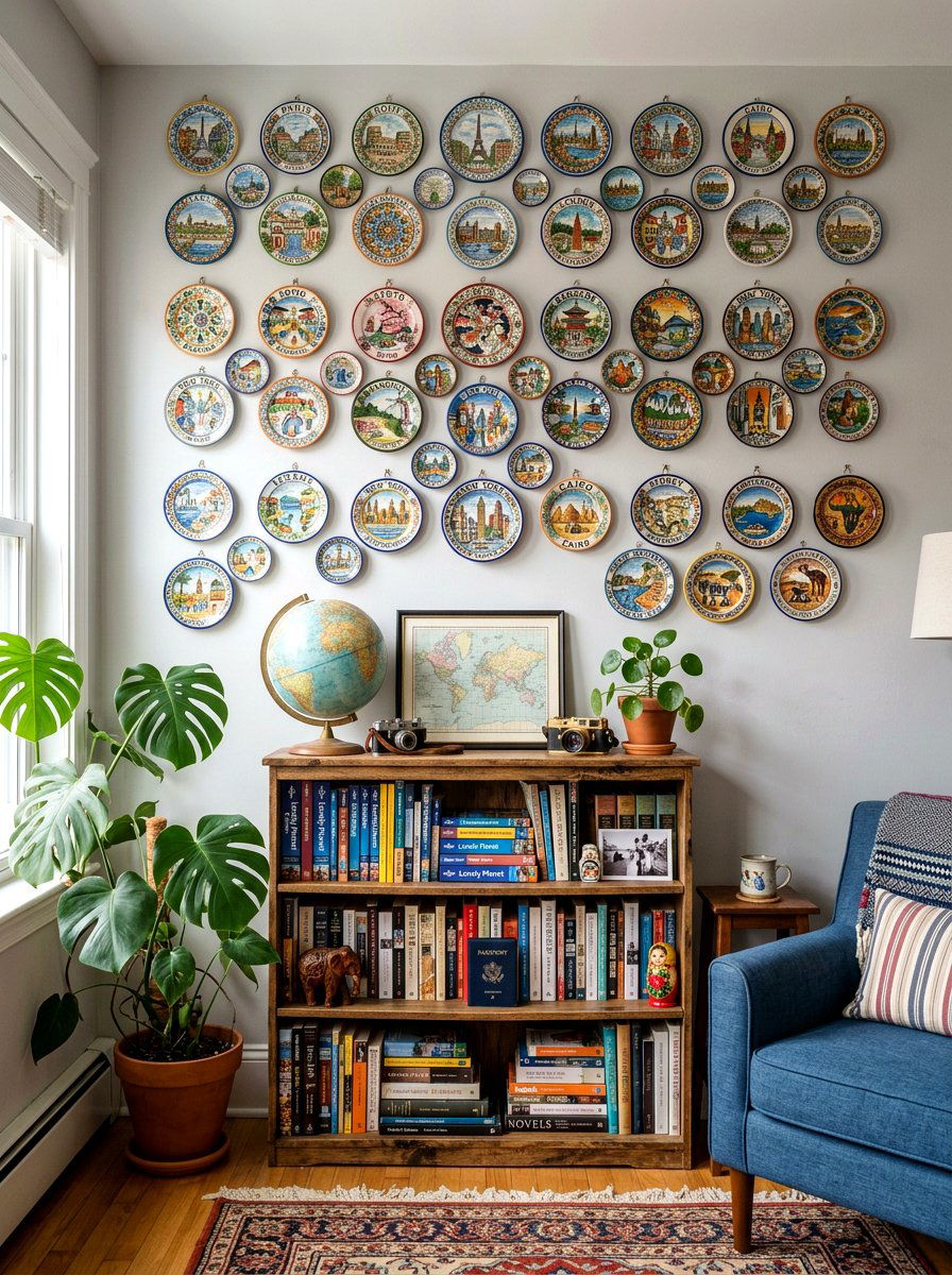 Souvenir Travel Plate Wall - 30 plate wall display ideas