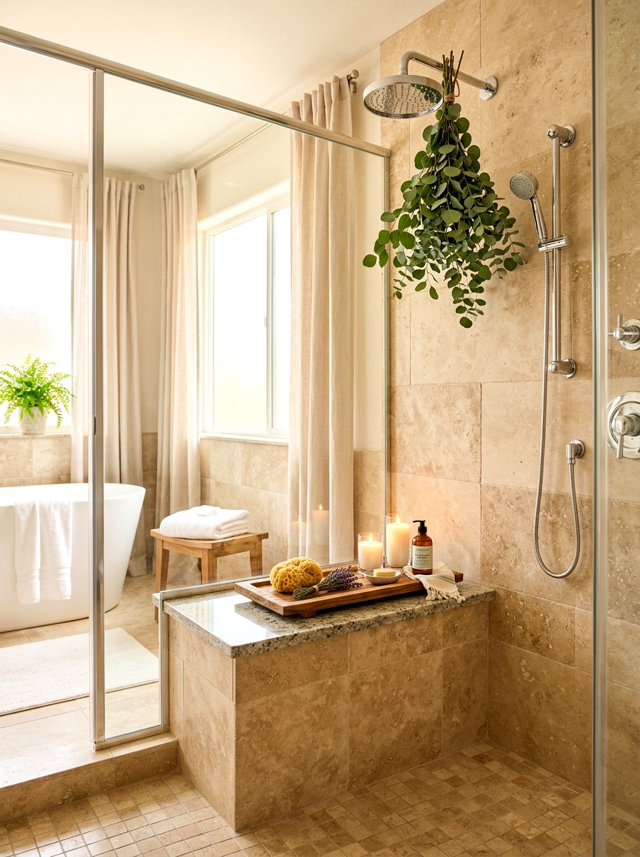 Spa Style Shower Bench - 30 shower bench styling ideas