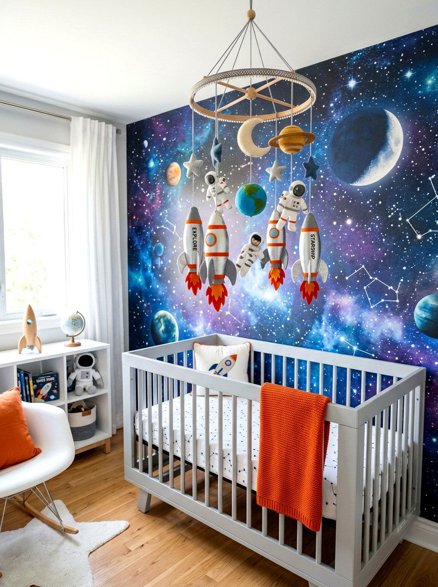 Space Rocket Mobile - 30 mobile decor nursery ideas