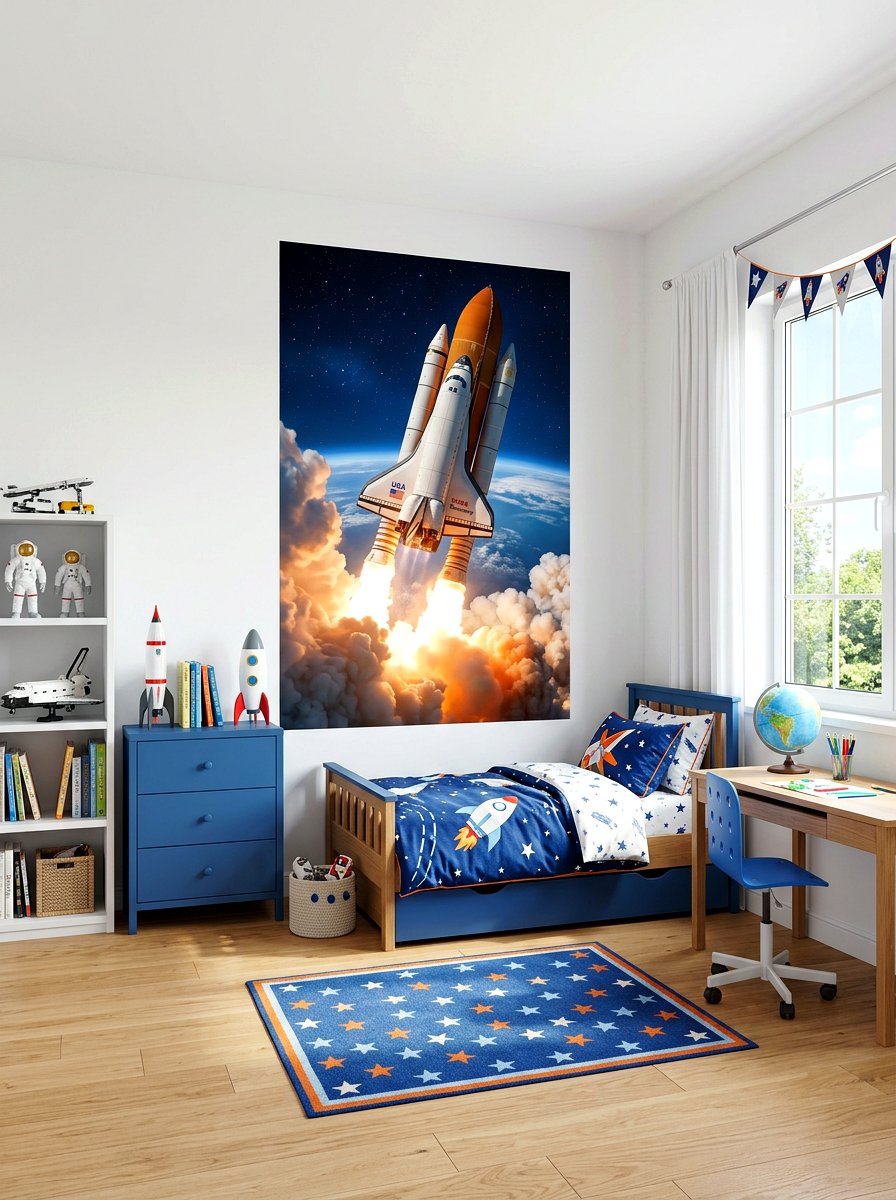 Space Shuttle Wall Decal - 30 space themed bedroom ideas