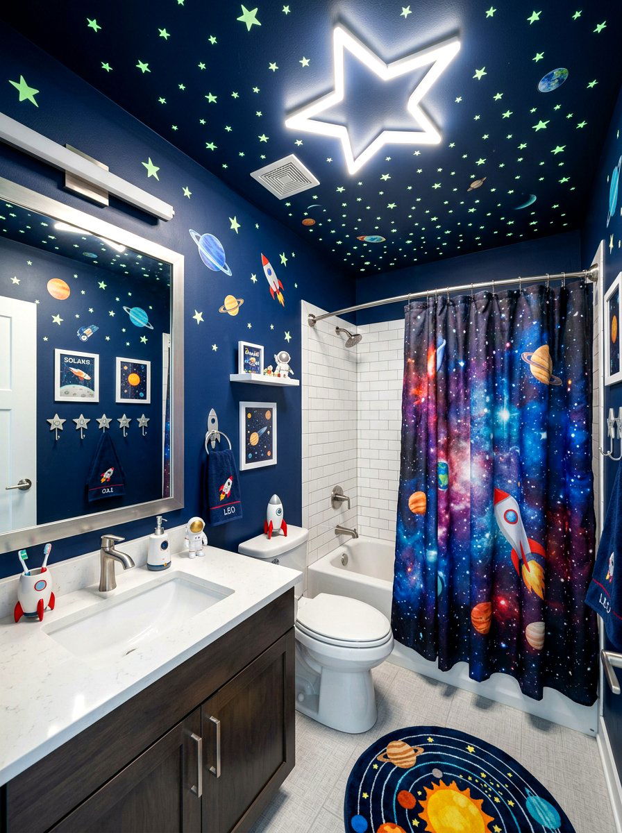 Space Theme Kids Bathroom - 30 small kids bathroom ideas