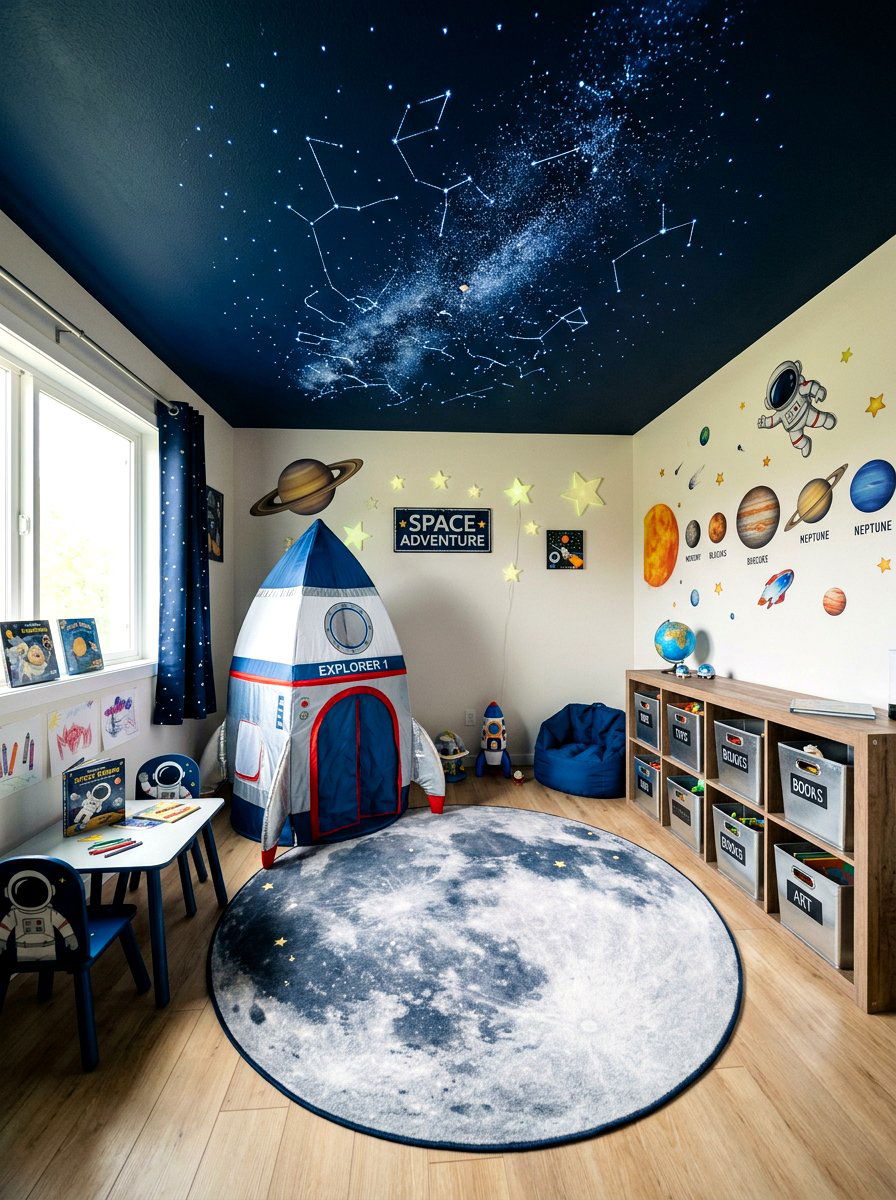 Space Theme Playroom - 30 playroom ideas