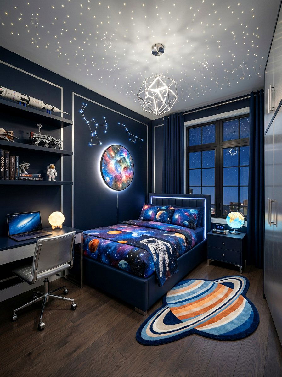 Space Theme Room - 30 Pinterest kids room ideas
