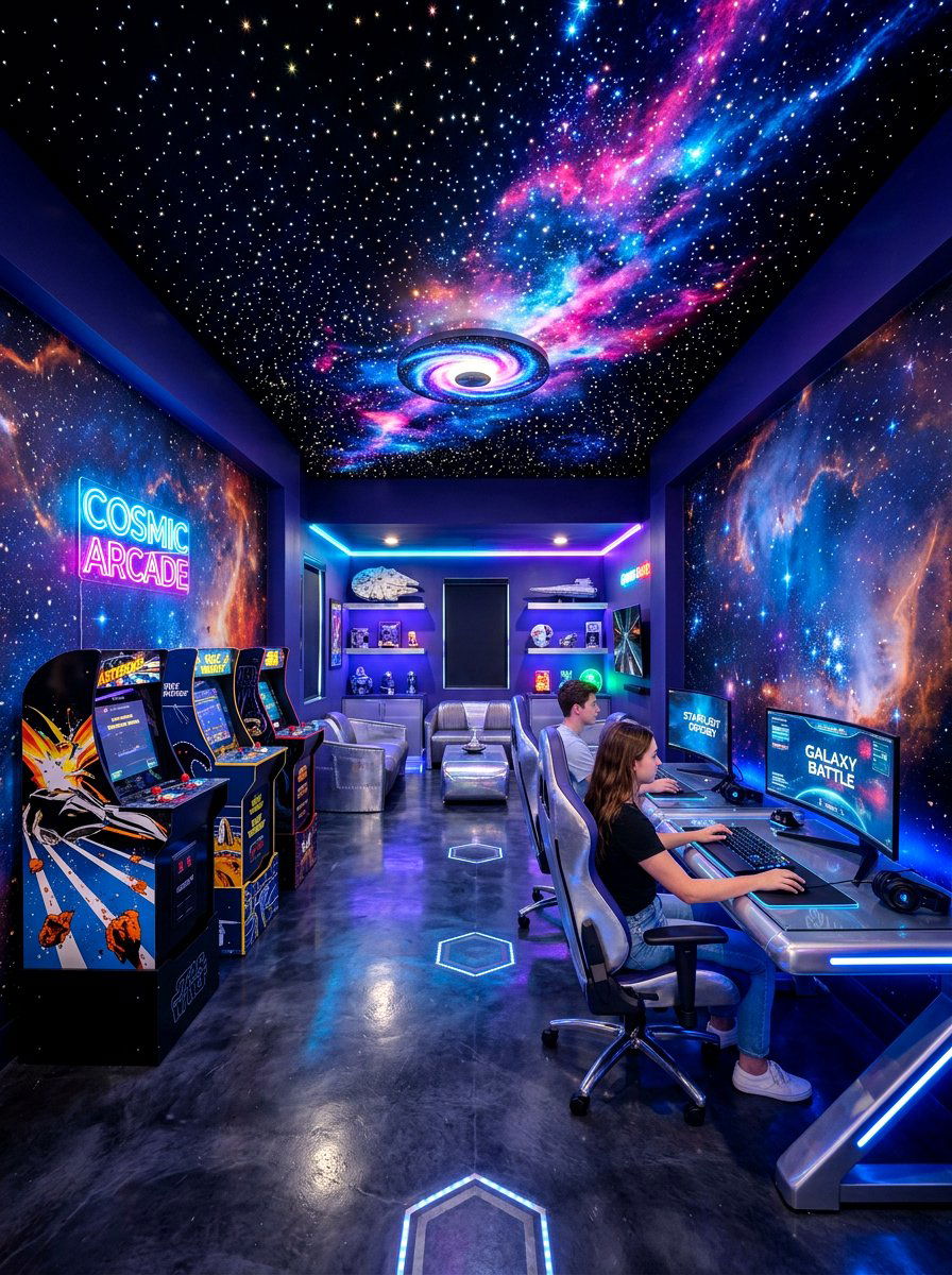 Space Themed Game Room - 30 game room ideas
