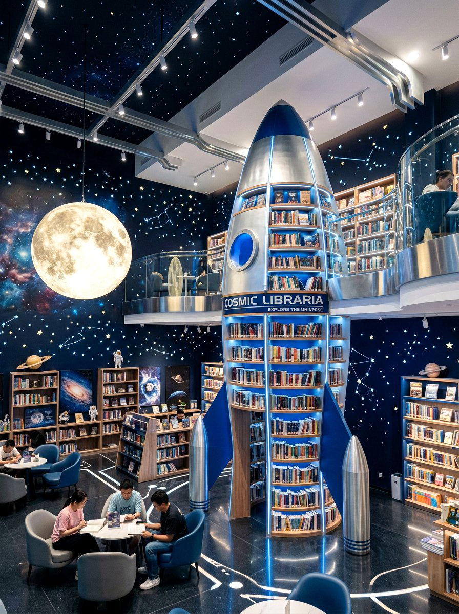 Space Themed Library - 30 library kids room ideas
