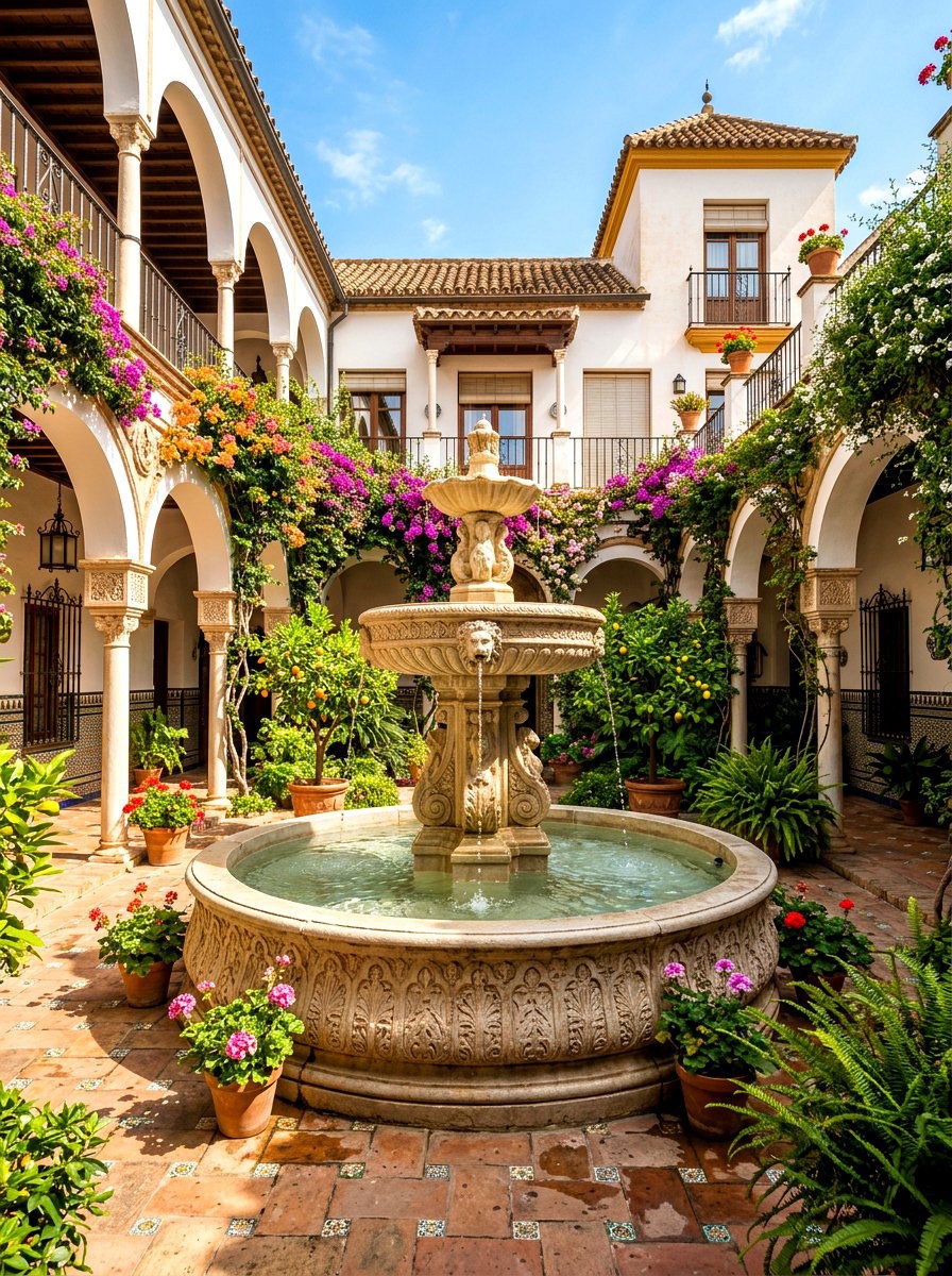 Spanish Courtyard Fountain - 30 outdoor courtyard fountain ideas