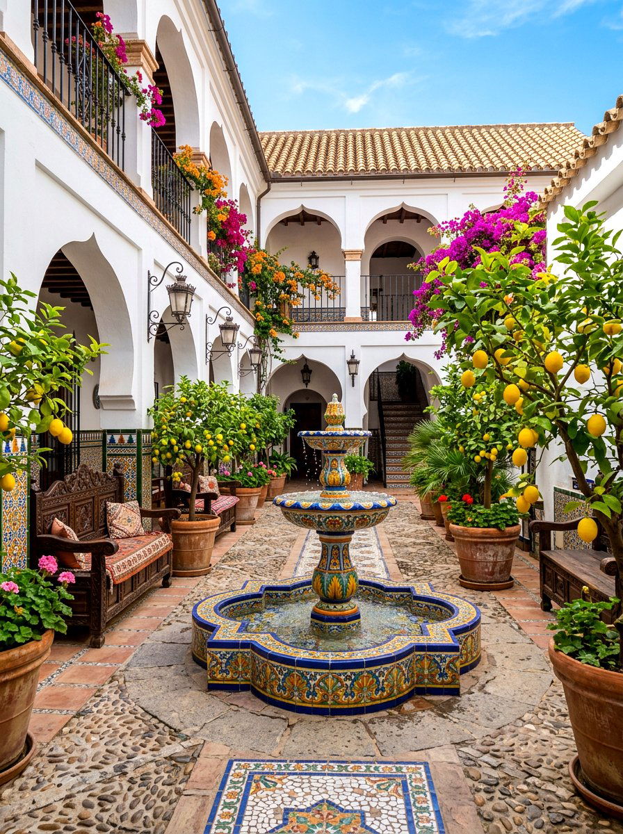 Spanish Style Courtyard - 30 courtyard conversation area ideas