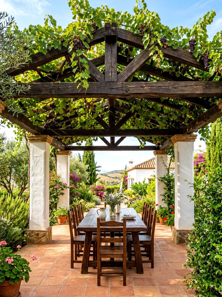Spanish Style Pergola - 30 Spanish courtyard exterior ideas